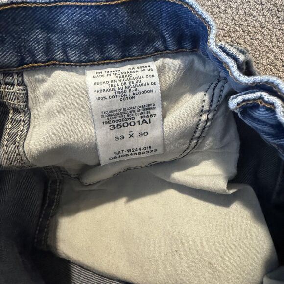 Wrangler Jeans Mens 33x30 Blue Denim Relaxed Straight Fit 100% Cotton Workwear - Picture 8 of 9